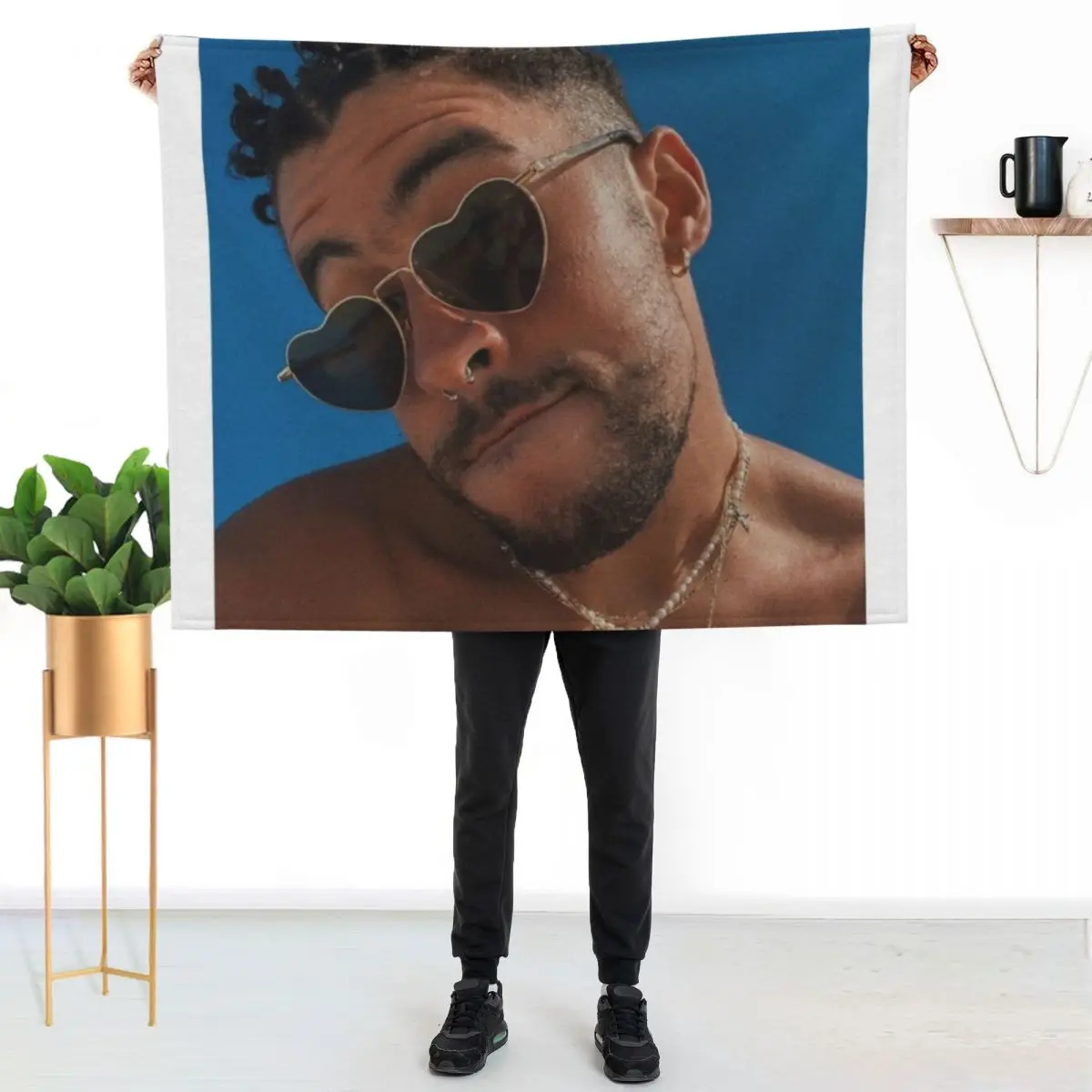 

Bad bunny Throw Blanket Faux Fur Soft Warm Blanket for Bed