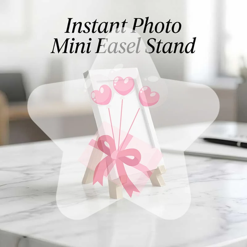Mini Instant Photo Easel Stand With Sturdy Wooden Base Sleek White Frame For Home Office Photo Display