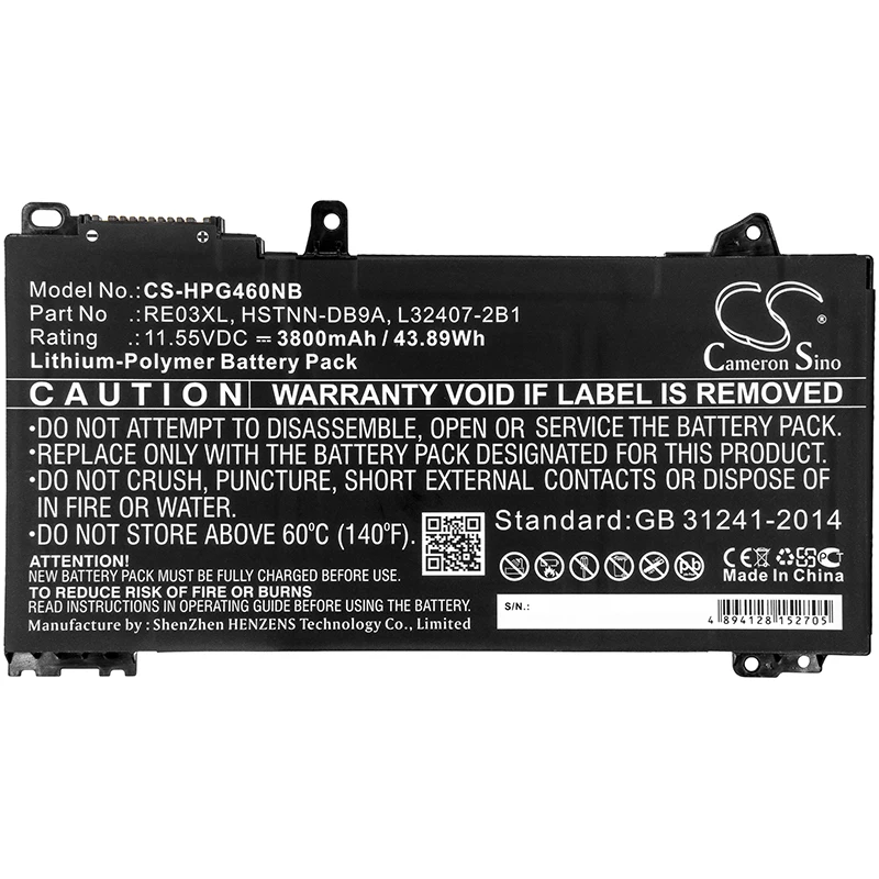 

100% NEW 11.55V 3800mAh Battery HSTNN-DB9A L32407-2B1 HSTNN-UB7R L32656-005 L32407-541 HSTNN-0B1C HSTNN-OB1C L32407-2C1 for HP