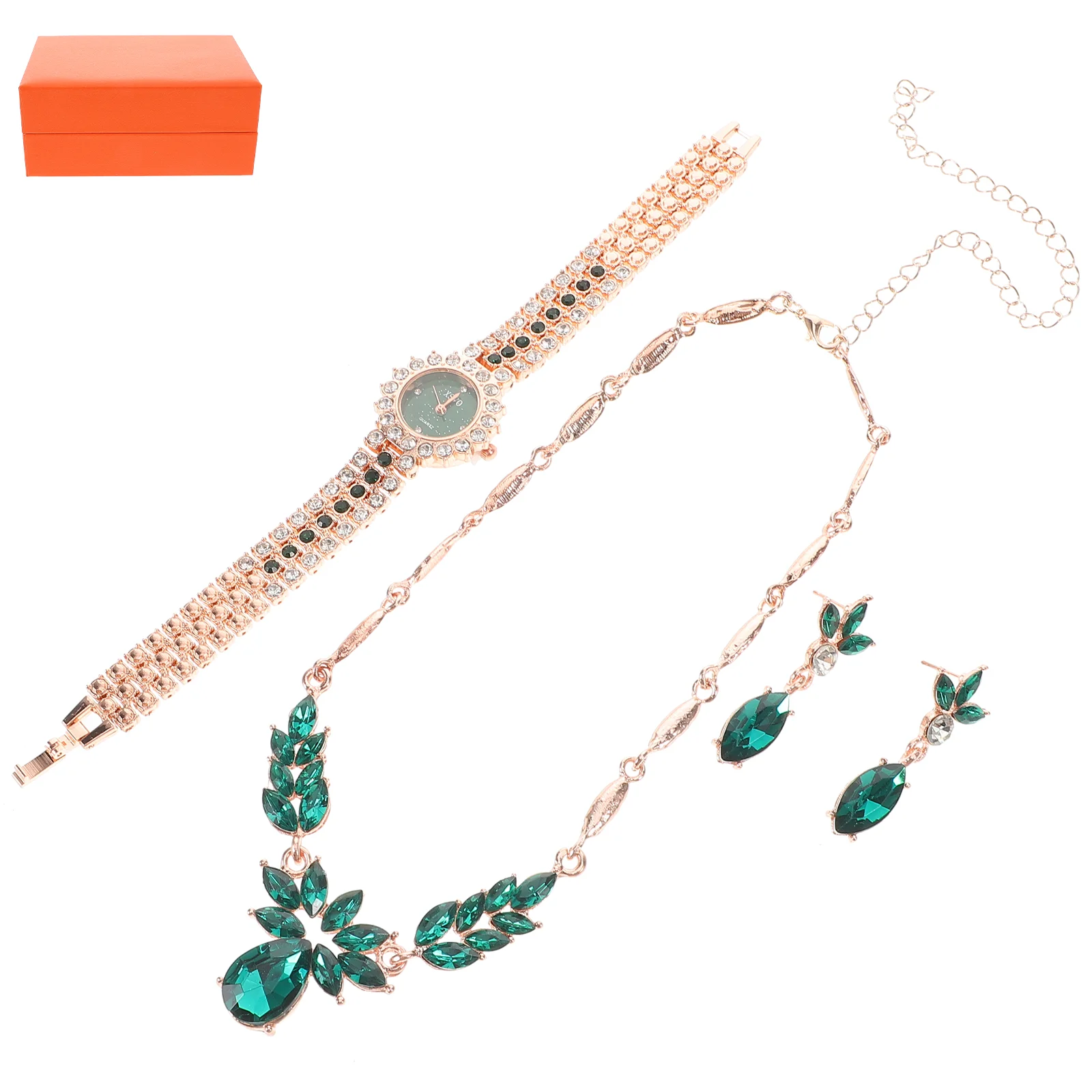 Emerald Watch Set The Watche Groene Kostuum Sieraden Wijzerplaat Bruids Dangle Oorbellen Kit