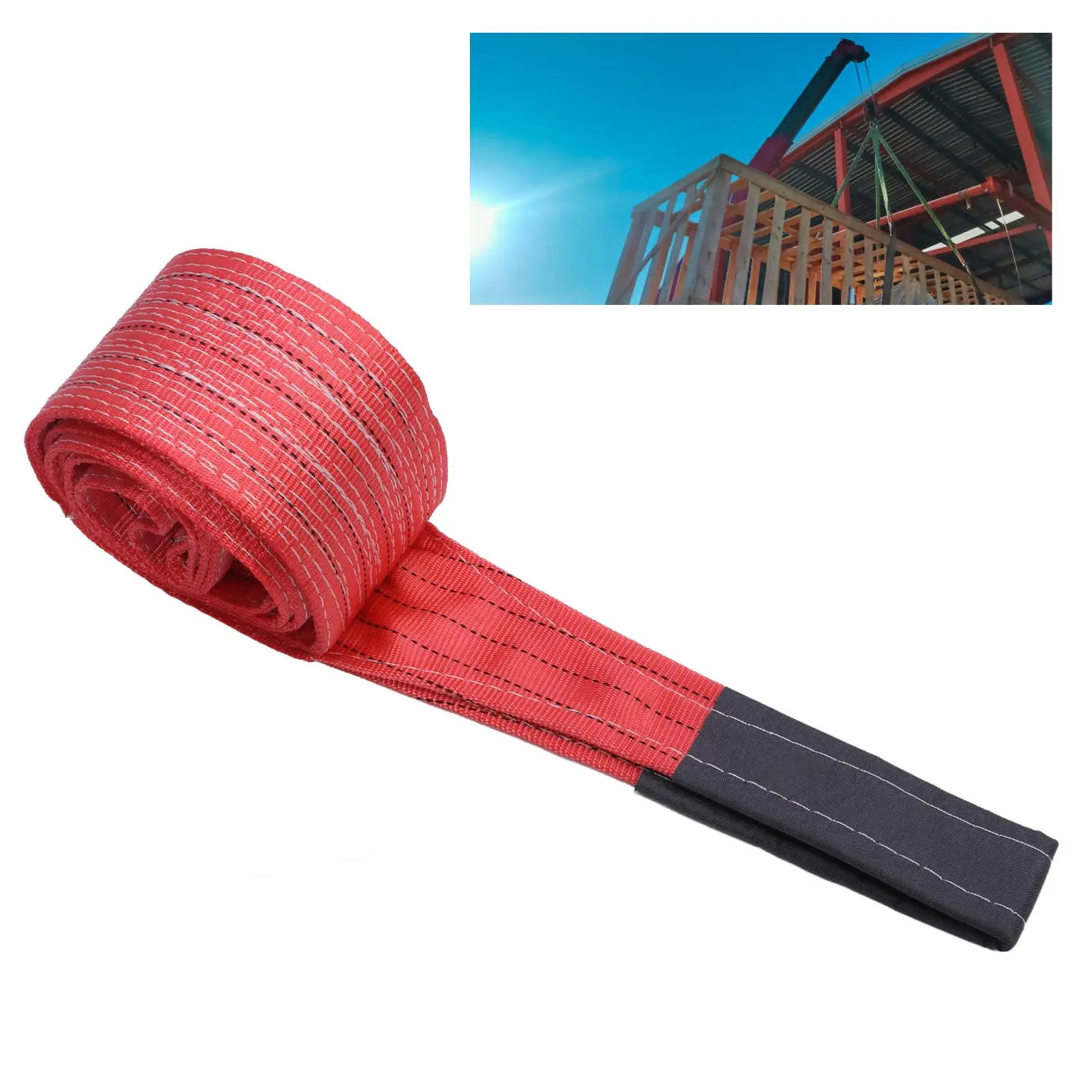 High Strength 5T Polyester Towing Lift Sling Strap 4M Red Knitting for port Use