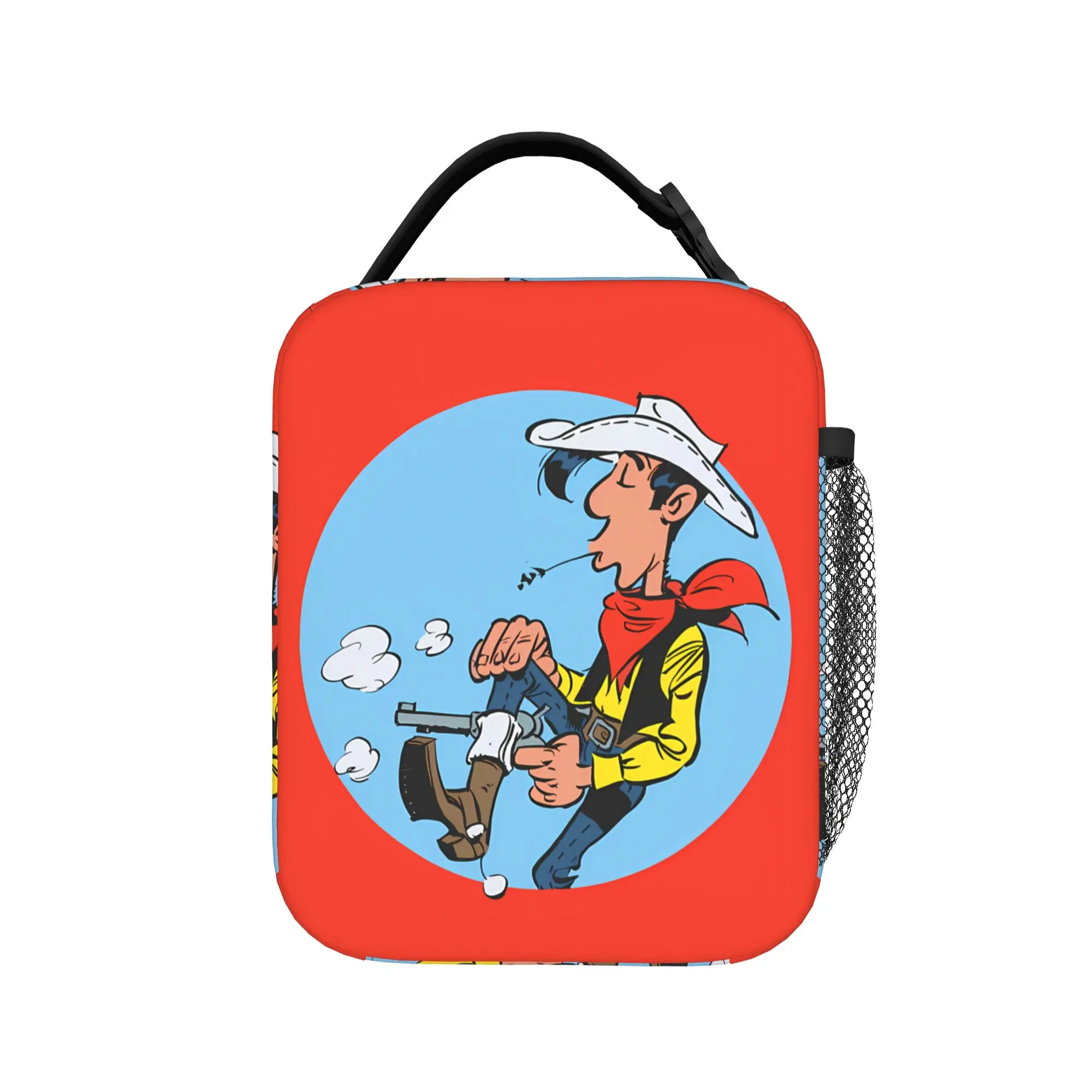 Lucky Luke Cartoon Comics Lunch Bag For Girls  Custom Lunch Box Casual Travel Cooler Bag Convenient Oxford Tote Food Bags