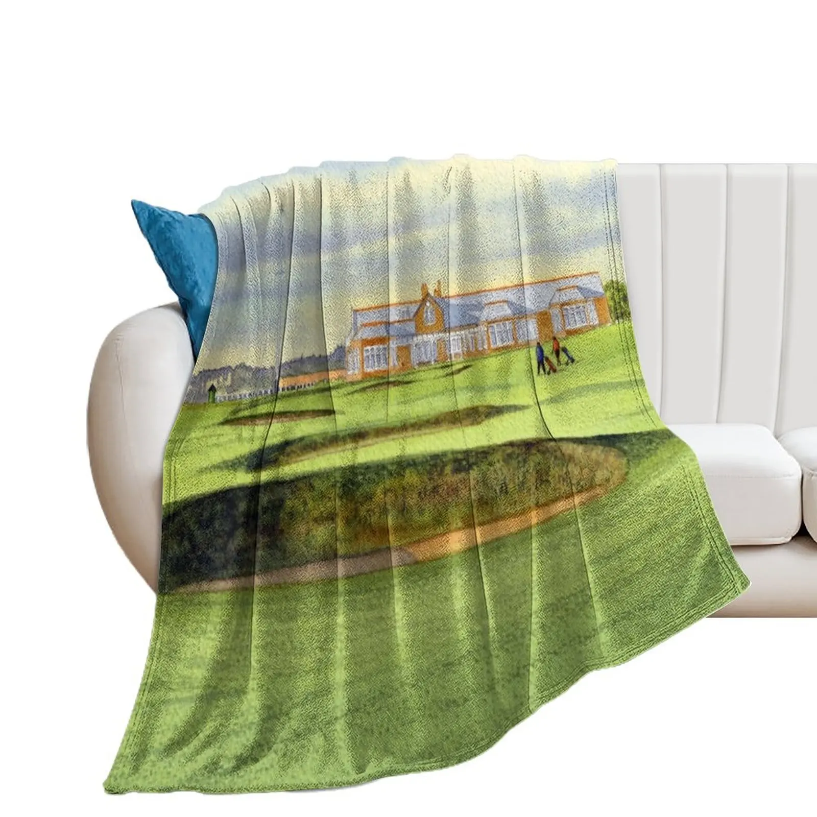 

Royal Troon Golf Course 18th And Clubhouse Throw Blanket Sofas valentine gift ideas Blankets