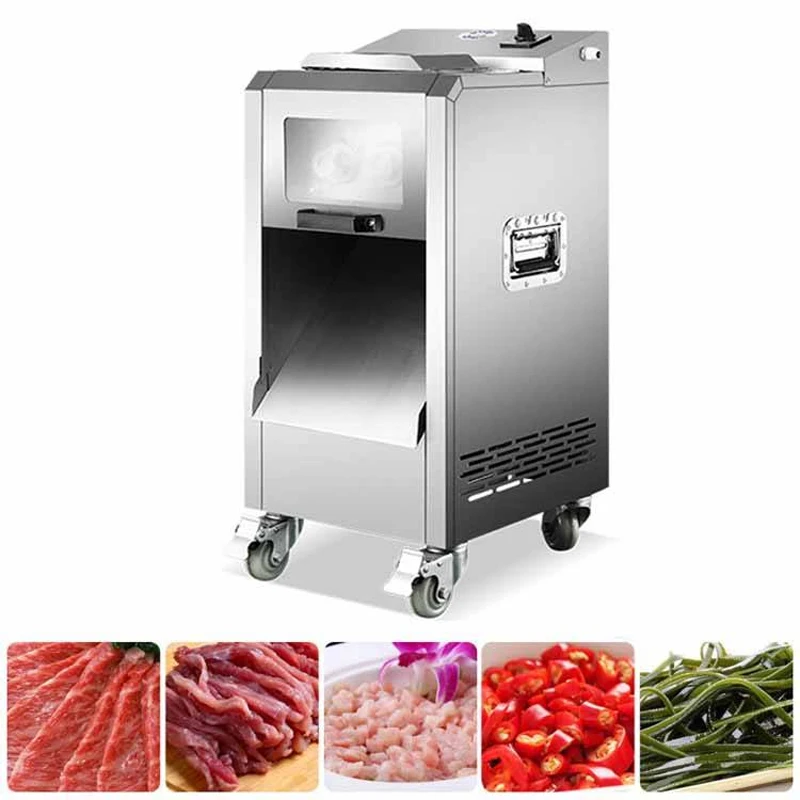 

Прямая продажа с фабрики, 220 В, кухонный большой ленточный станок для резки мяса в новом состоянии для бекона, колбасы, говядины, свинины, измельчения стейка