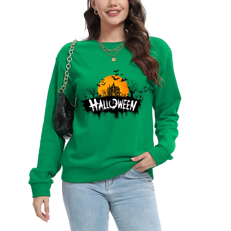 Halloween Cartoon Woman Clothing Long Sleeve Y2k  Sleep Lounge Pullover Skeleton Tops Clothes Sleep Tops Ladies Logo customized
