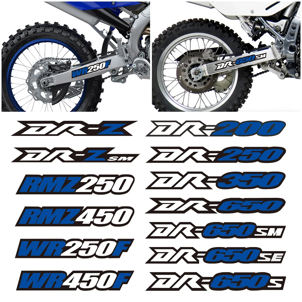 For Suzuki DRZ DRZSM DR200 DR250 DR350 DR650 S SE SM RMZ250 RMZ450 WR250F WR450F Motorcycle Reflective Swing Arm Sticker