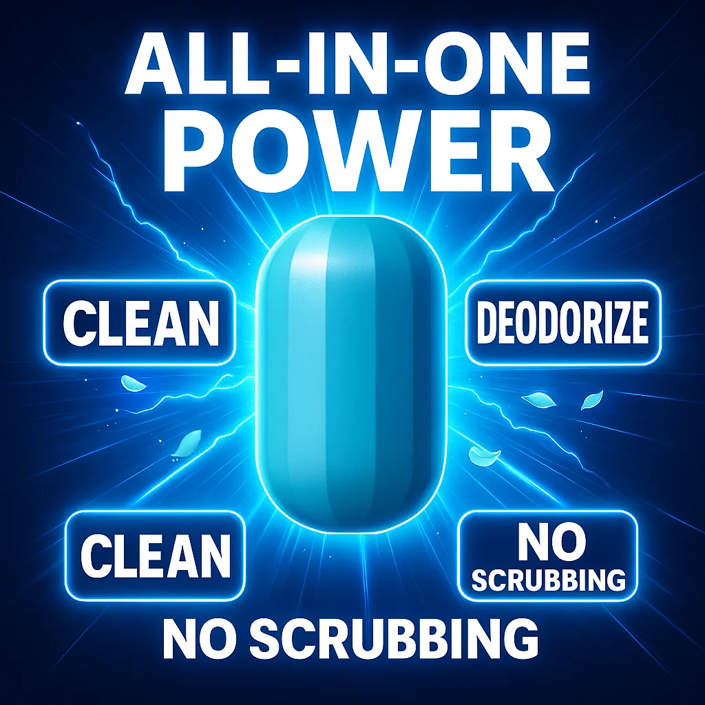 Toilet Tank Cleaner Capsule – 30 Days Lasting Blue Water Freshener, Drop-In Automatic Deodorizer, No Scrubbing Needed, Powerful