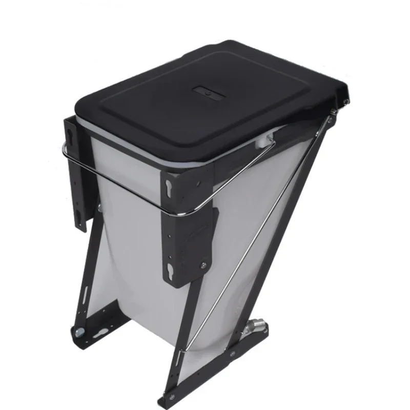 Kitchen cabinet trash can with lid embedded built-in household kitchen slanted open type