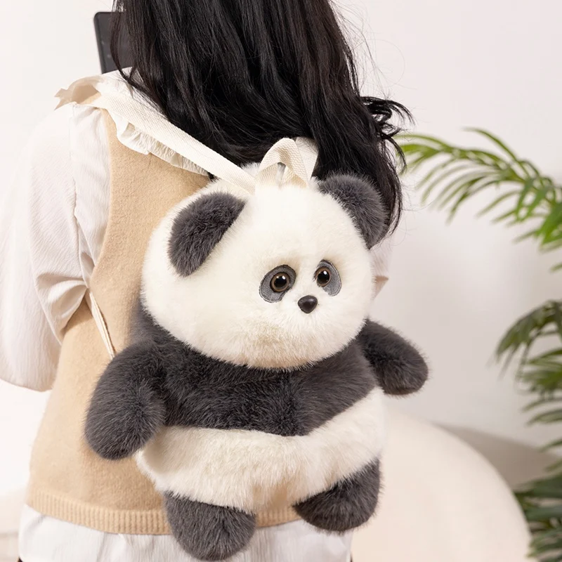 Cute Cartoon Panda Pig Shoulder Bag Plush Womens Shoulder Bag Plush Fluffy Original College Style Pink Backpack Casual