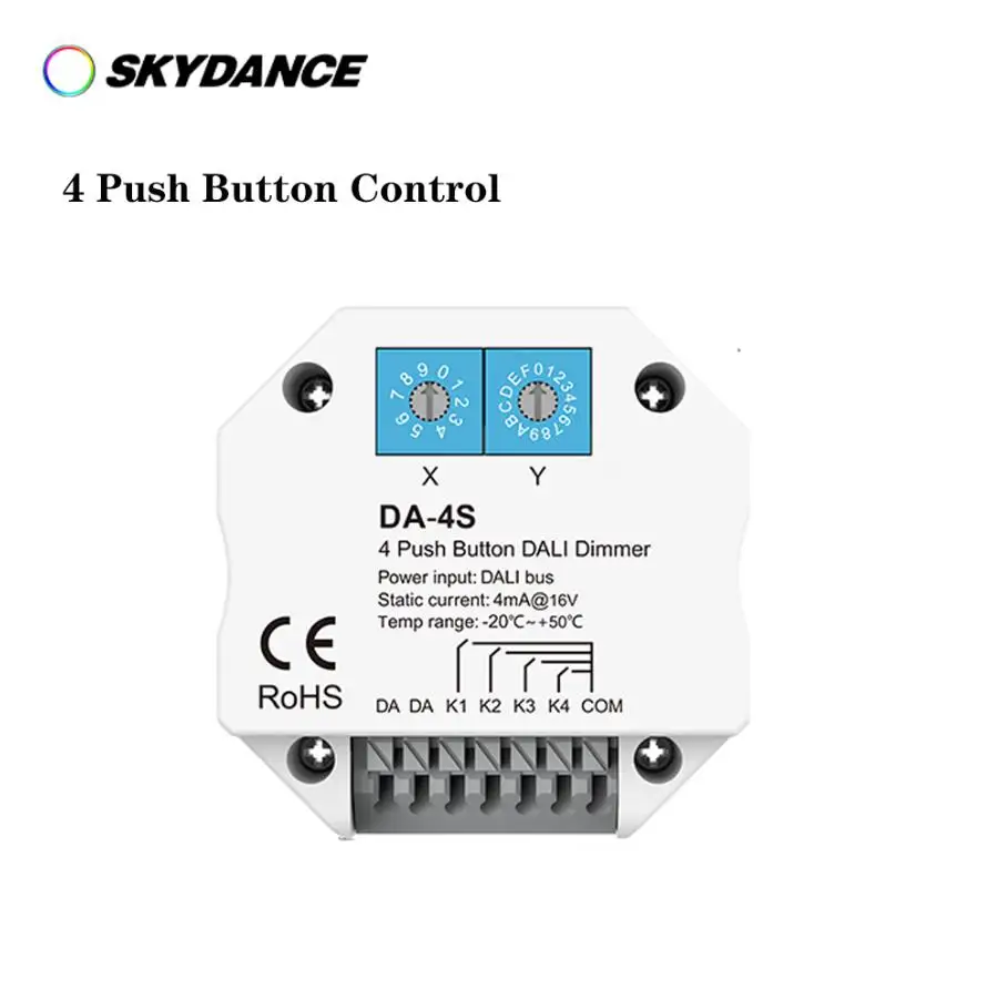 

DALI Dimmer 4 Push Button Control Enable to select 4 different addresses for controlling by encoding switch