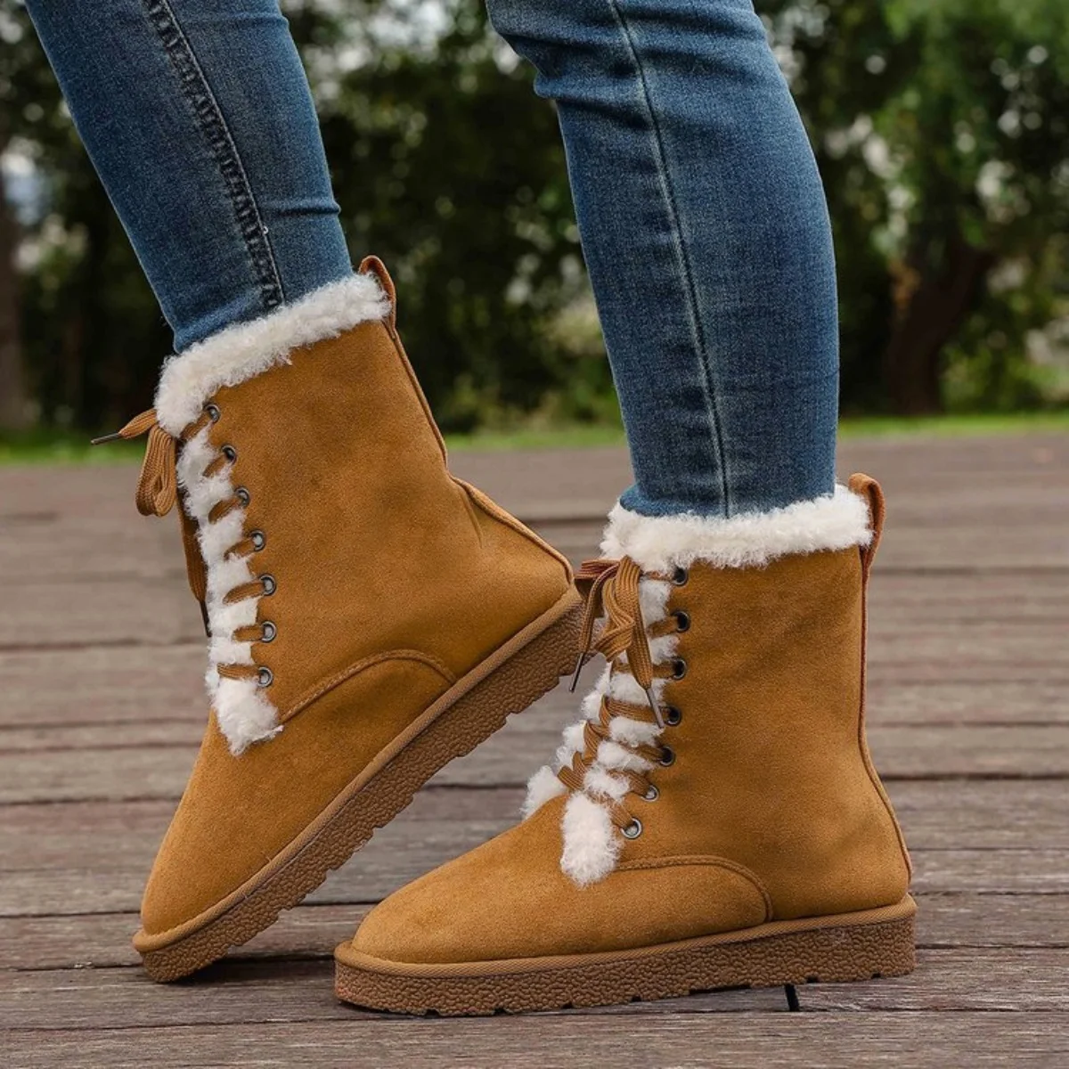 2025 New cross-border trade large-sized fashionable suede snow boots for trendy and versatile women