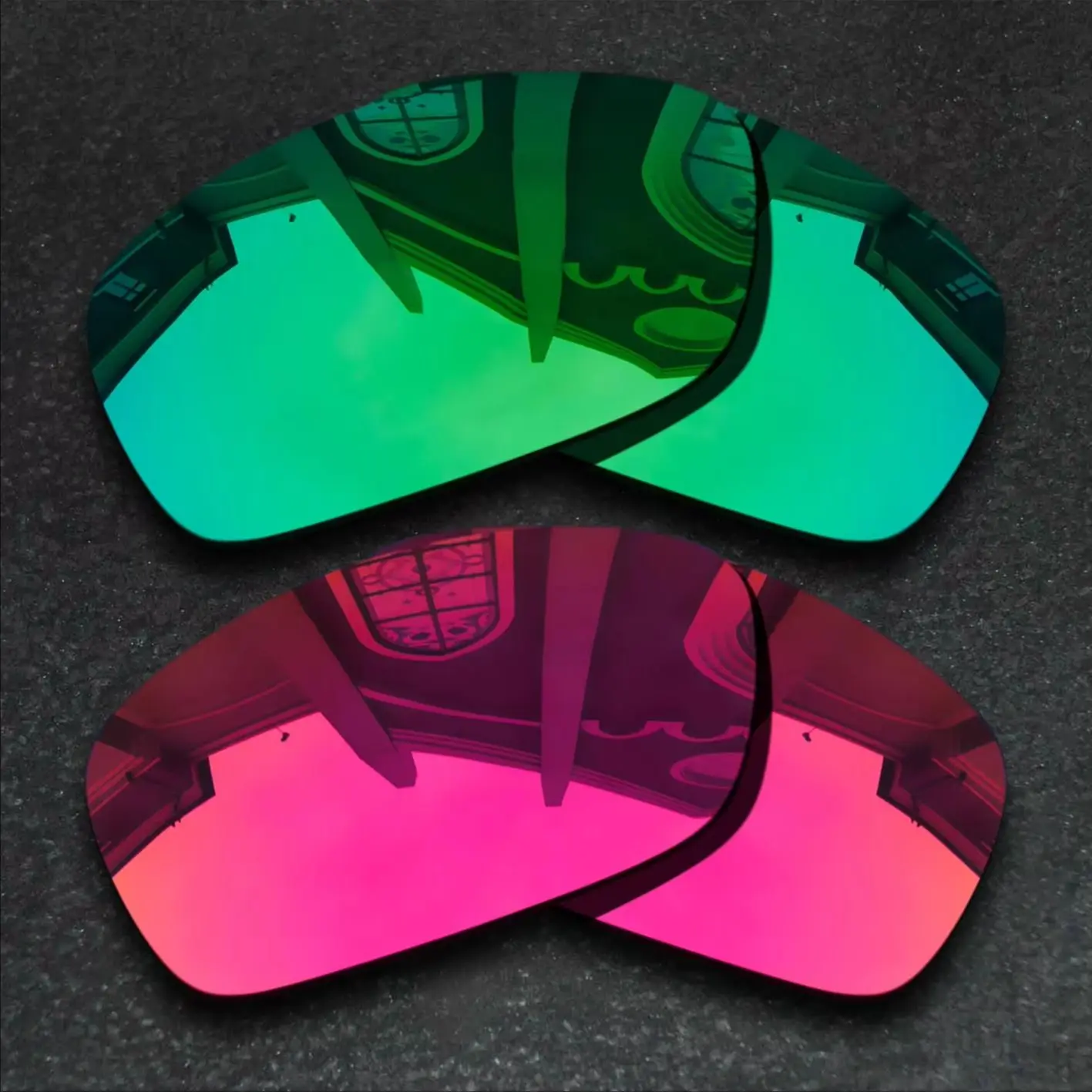 

Jade Green&Violet Red Sunglasses Polarized Replacement Lenses for-Oakley Hijinx