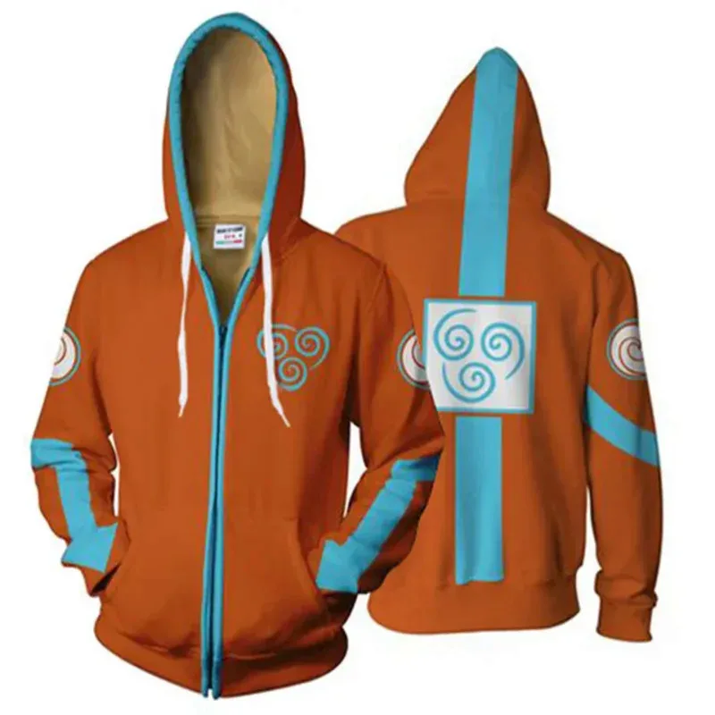 2025 Nouveau sweat à capuche Avatar The Last Airbender pour hommes et femmes, costume d'anime, vestes décontractée avec Cr ★ ☆ ★