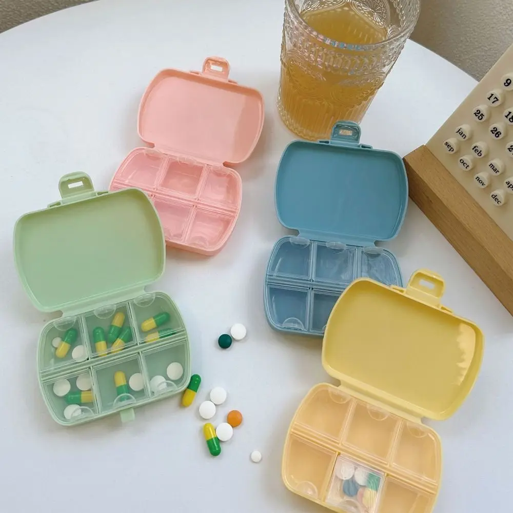 Pill Container Waterproof 6 Lattices Pill Box Smooth Grid Design Pill Storage Box Mini Dustproof Pill Dispenser Box Outdoor