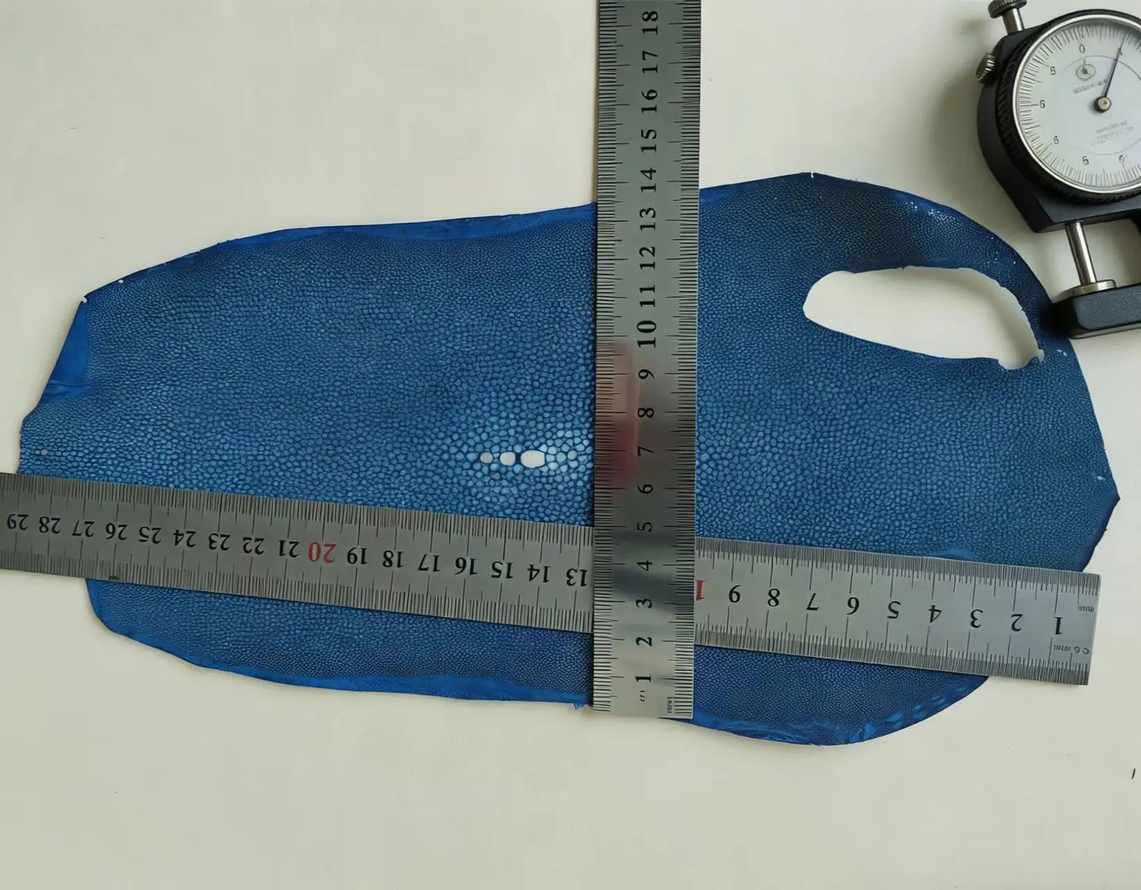 

Bule Color Polished Genuine Stingray Leather for Luxury Bag Shoe Making