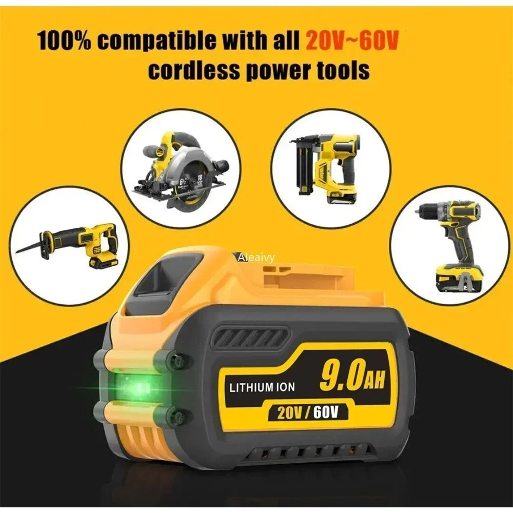 20V/60V Battery For Dewalt 9000mAh 60V MAX Li-ion Battery Compatible DCB609 DCB547-XJ DCB200 DCB182 DCB204 Power Tool Battery