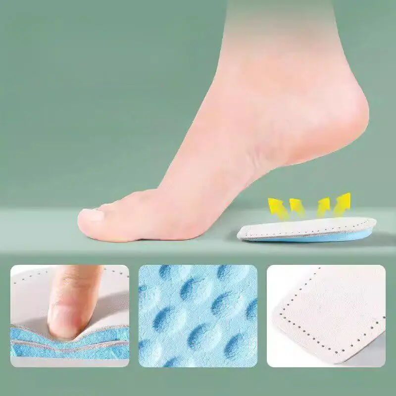 Leather Latex Shoe Insoles Pain Relief Half Pad Women's Long Term Pain Relief Shoe Insoles Check Small Back Heel Patch