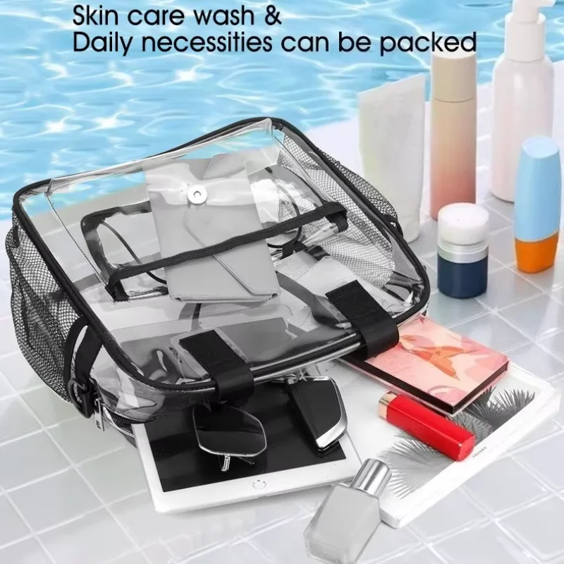 PVC Transparent Swimming Bag Beach Shoulder Crossbody Bag Large Summer Clear Waterproof Fitness Pool Yoga Handbag Sports Tote