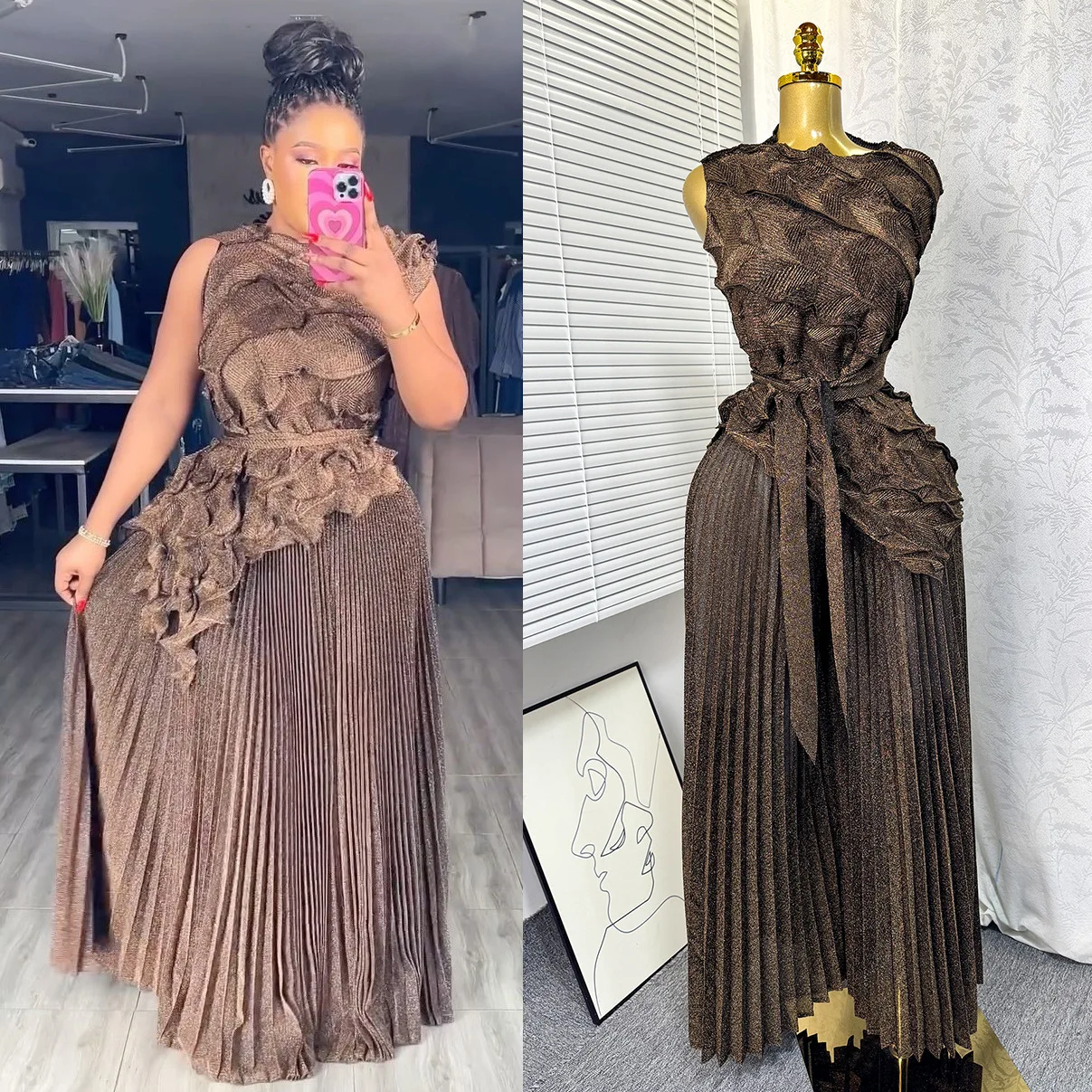 Vêtements africains de grande taille pour femmes, costume bronzant à la mode, haut irrégulier sans manches, pantalon ample à jambes larges, costume de tempérament