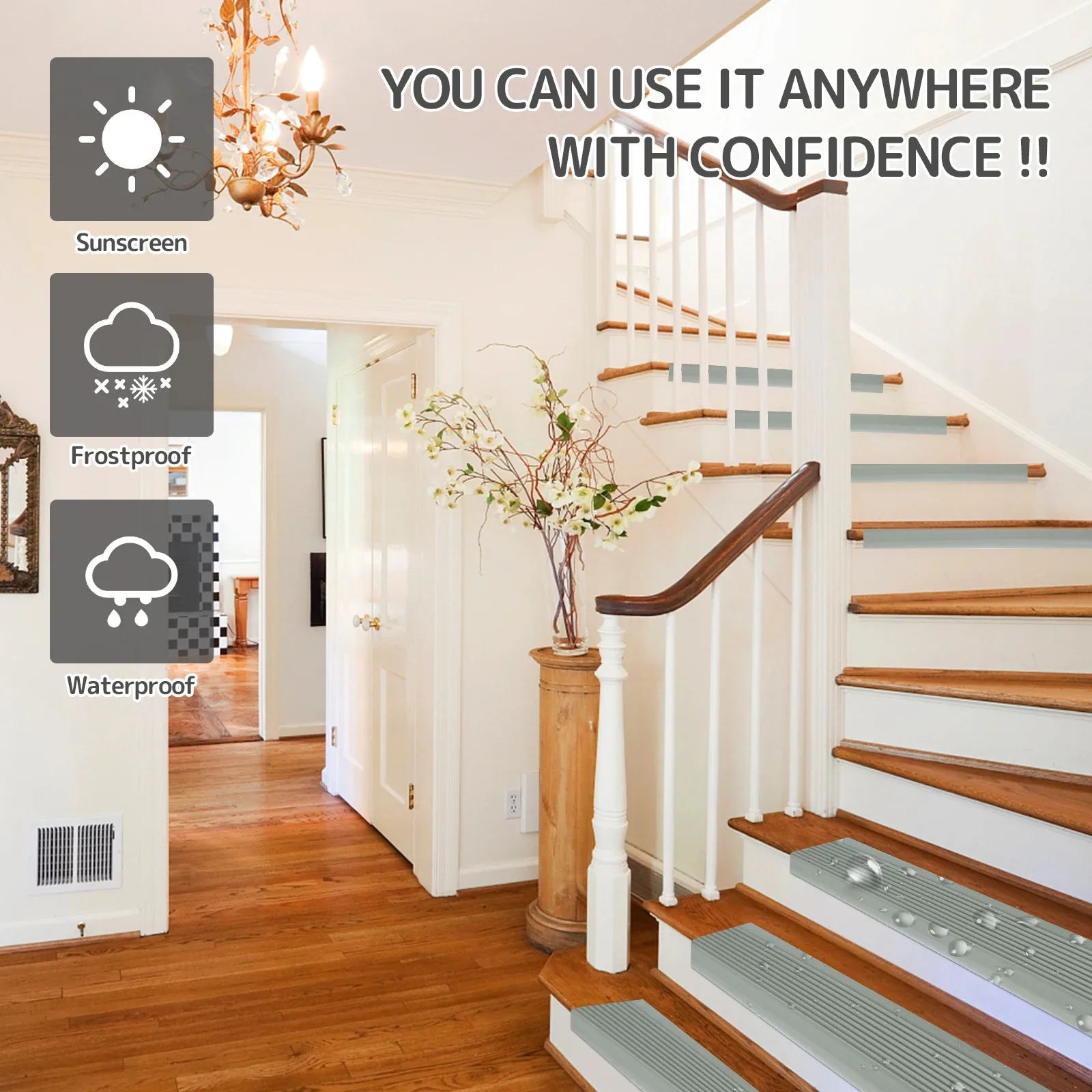 1 Roll 2m/78.74in Stair Edge Protector Non-slip Stair Nose Edging Self-Adhesive PVC Stair Edge Trim L-Shape Waterproof Step Edge image 4