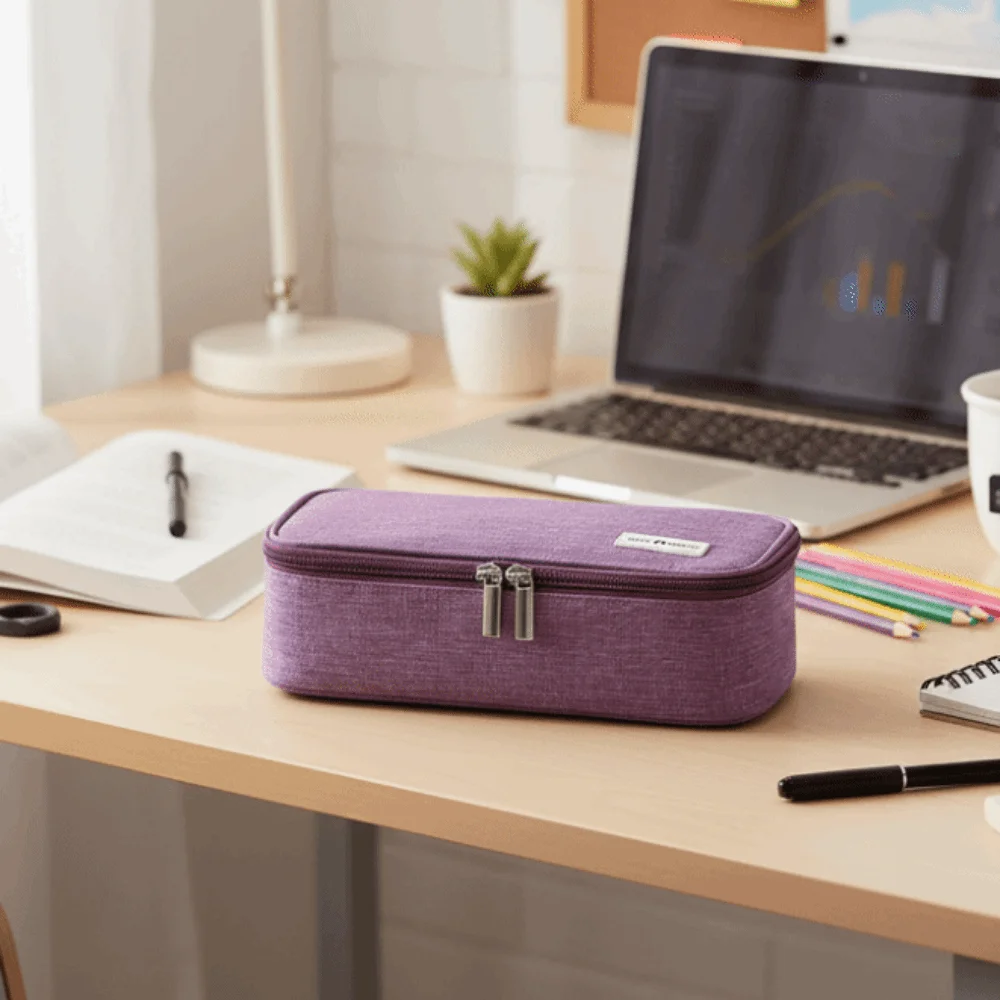 Student Gift Simple Pencil Case Portable Zipper Closure Pen Organizer Pouch with Handle Durable Pen Storage Bag Back To School