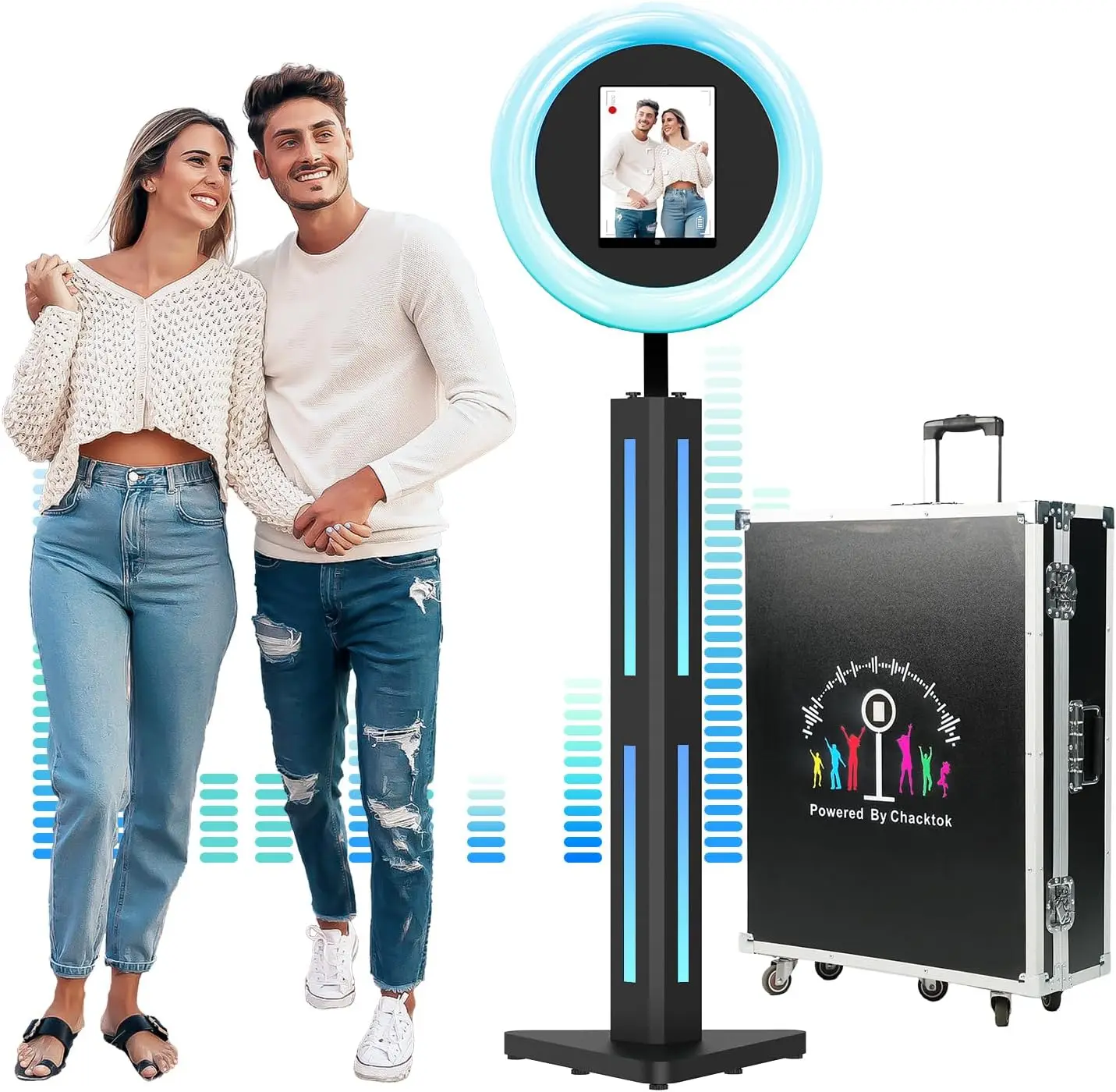 

Portable Photo Booth Stand Shell with Flight Case, Fits for 12.9in 11in 10.9in 10.2in Ipad,Selfie Photo Booth with ChackTok