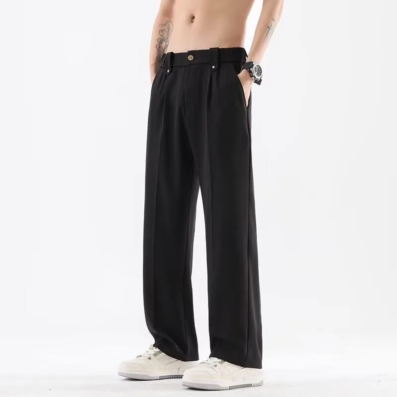 

Men's Black Wide Leg Dress Pants Loose Fit Casual Straight Leg Trousers
