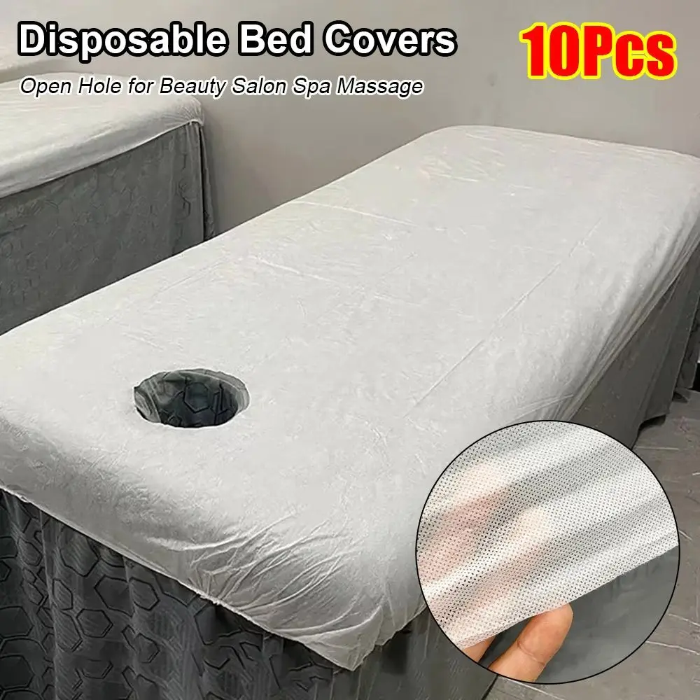 10Pcs/Pack Non-woven Fabric Disposable Bed Cover Breathable 100x215cm Bed Sheets Open Hole Soft Elastic Bedspread