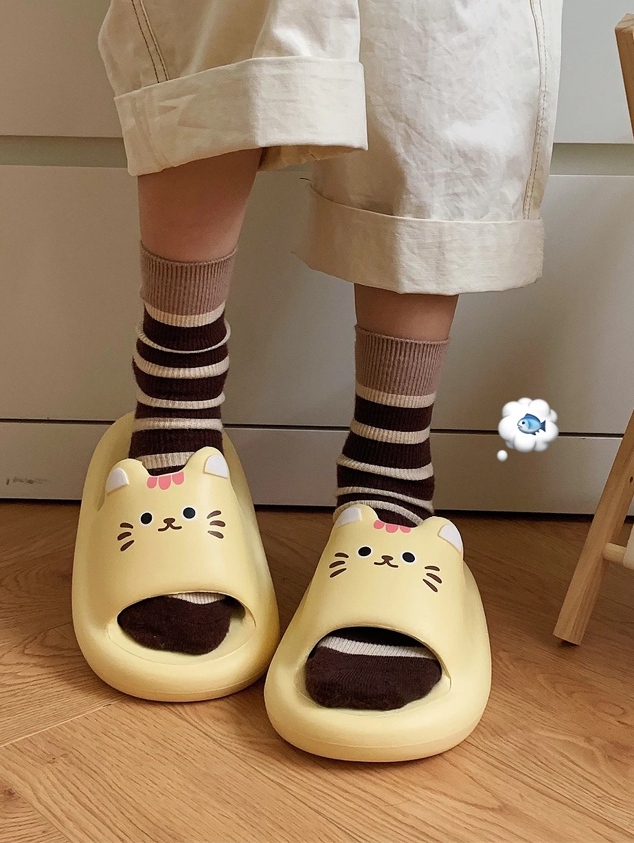 

Cute Pattern Flat Sandals Thick Bottom EVA Unisex Summer Anti-Odor Outdoor Slippers Stylish Straps Daily Wear Footwear