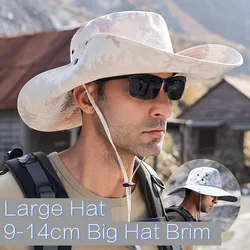 62cm Mens Outdoor Hat Summer Fishing Hiking Riding Cap Large Cap Brim Sun Protection Anti-UV Breathable Waterproof Bucket Hat