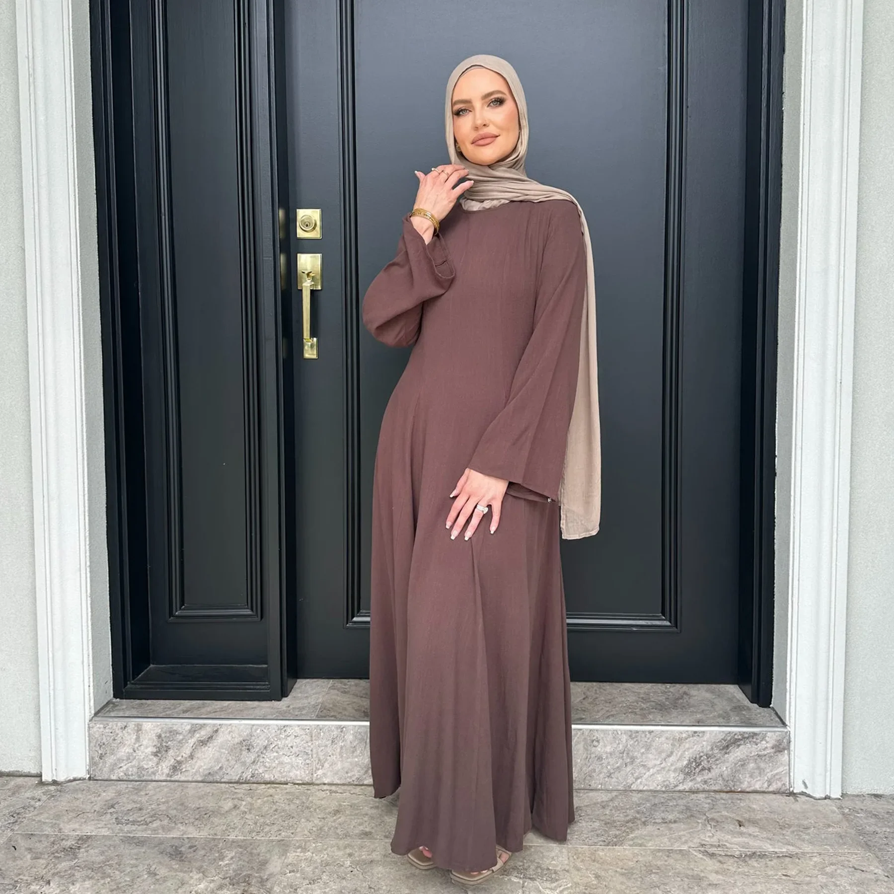 Moslim Abaya voor Vrouwen Jurken Solid Ramadan Eid Jalabiya Lace Up Vestidos Marokko Dubai Kaftan Abaya Islam Arabische Lange Gewaad