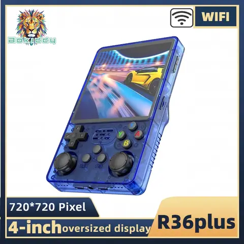 R36plus 4 인치 대형 스크린 업그레이드 된 WiFi 레트로 휴대용 게임 콘솔 Linux 시스템 휴대용 포켓 비디오 플레이어 게임 아이 선물