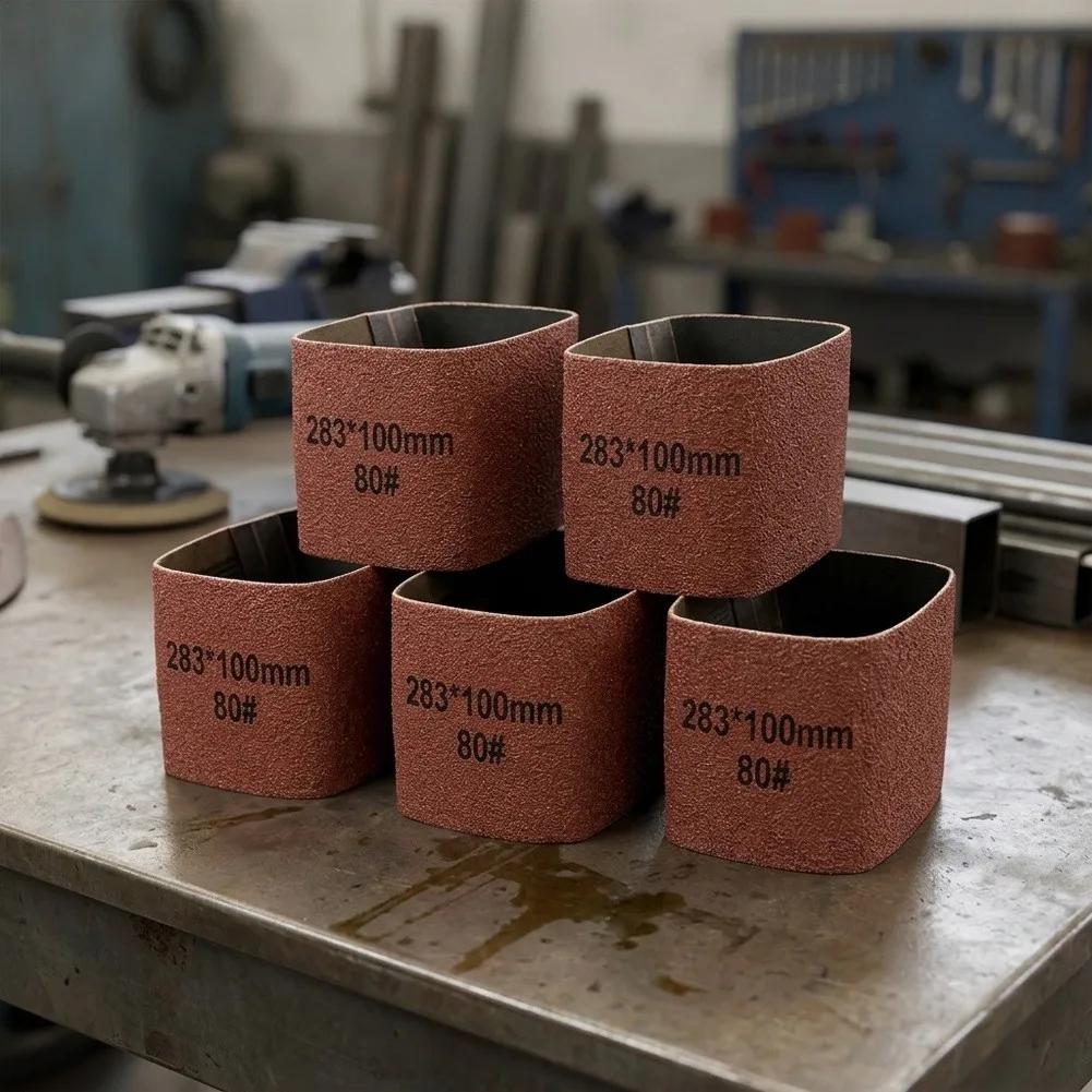 Rubber Wheel Sandpaper Sleeves 5 Pack 92mm x 100mm Emery Cloth for Wire Drawing Polishing and Deburring Stainless Steel Parts