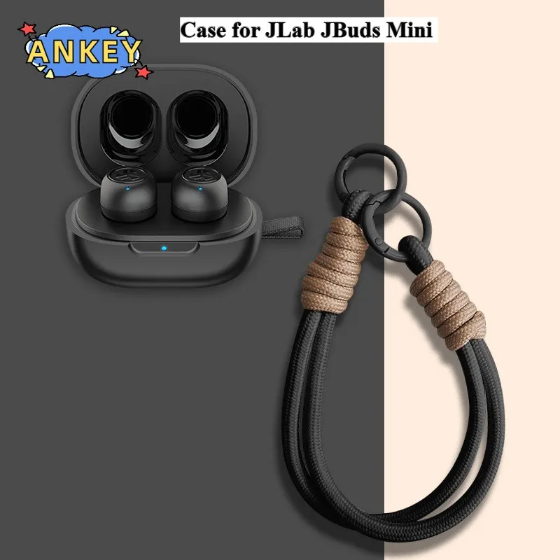Pour JLab JBuds Mini �tui de protection souple en Silicone avec lani�re porte-cl�s