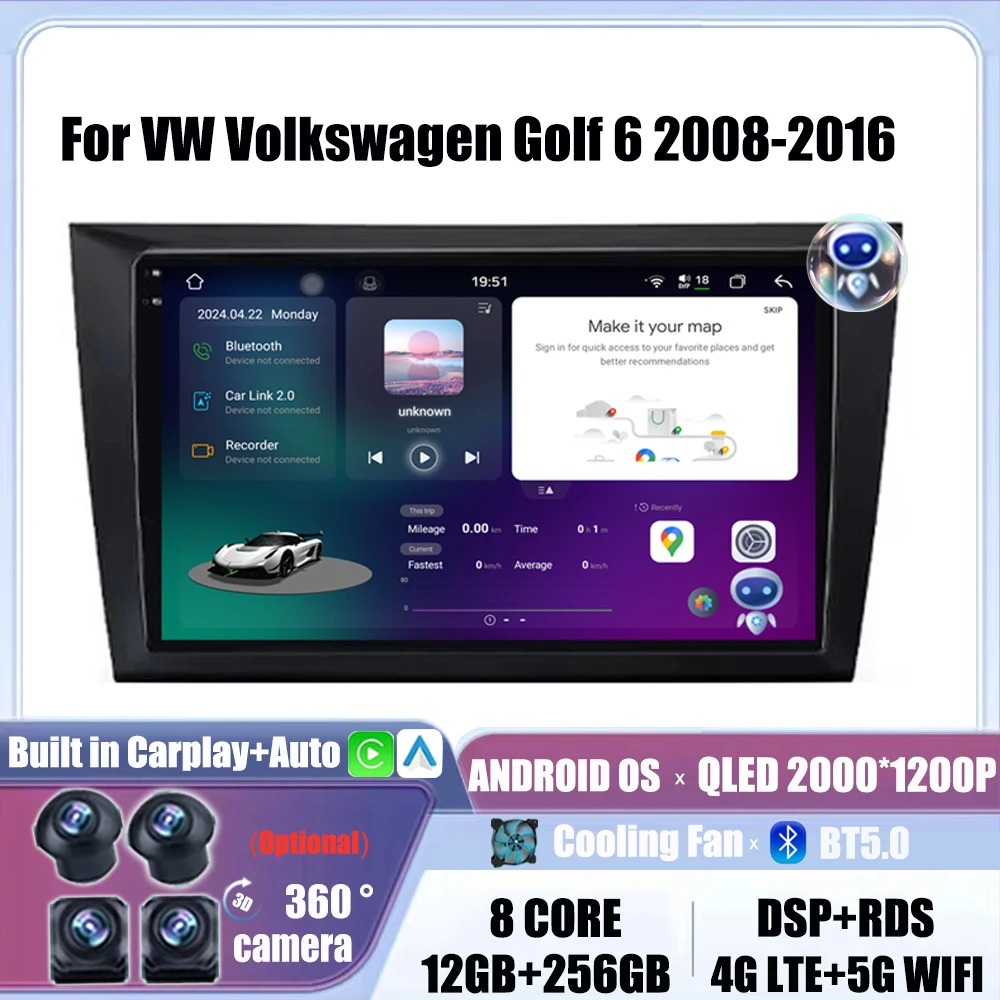 

Мультимедийный плеер для Volkswagen VW Golf 6 MK6 2008-2016 Carplay Android Автомагнитола 4G навигация GPS DSP стерео