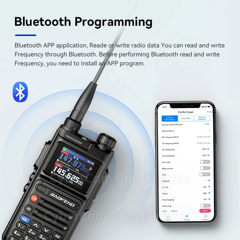 Baofeng UV-26 Walkie Talkie GPS Multi Band Bluetooth Recording AM FM Wirless Copy Frequency Type-C Long Range Two Way Ham Radio