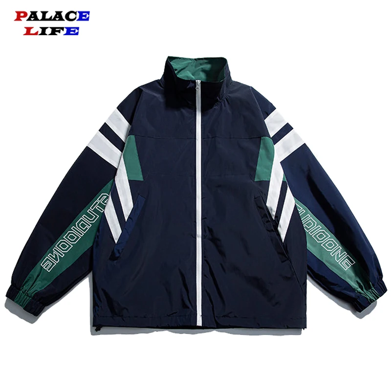 Hip Hop Mens Windbreaker Jacket Autumn 2022 Fashion Casual Patchwork Loose Women Large Size Jacket Sportswear Bomber Jackets