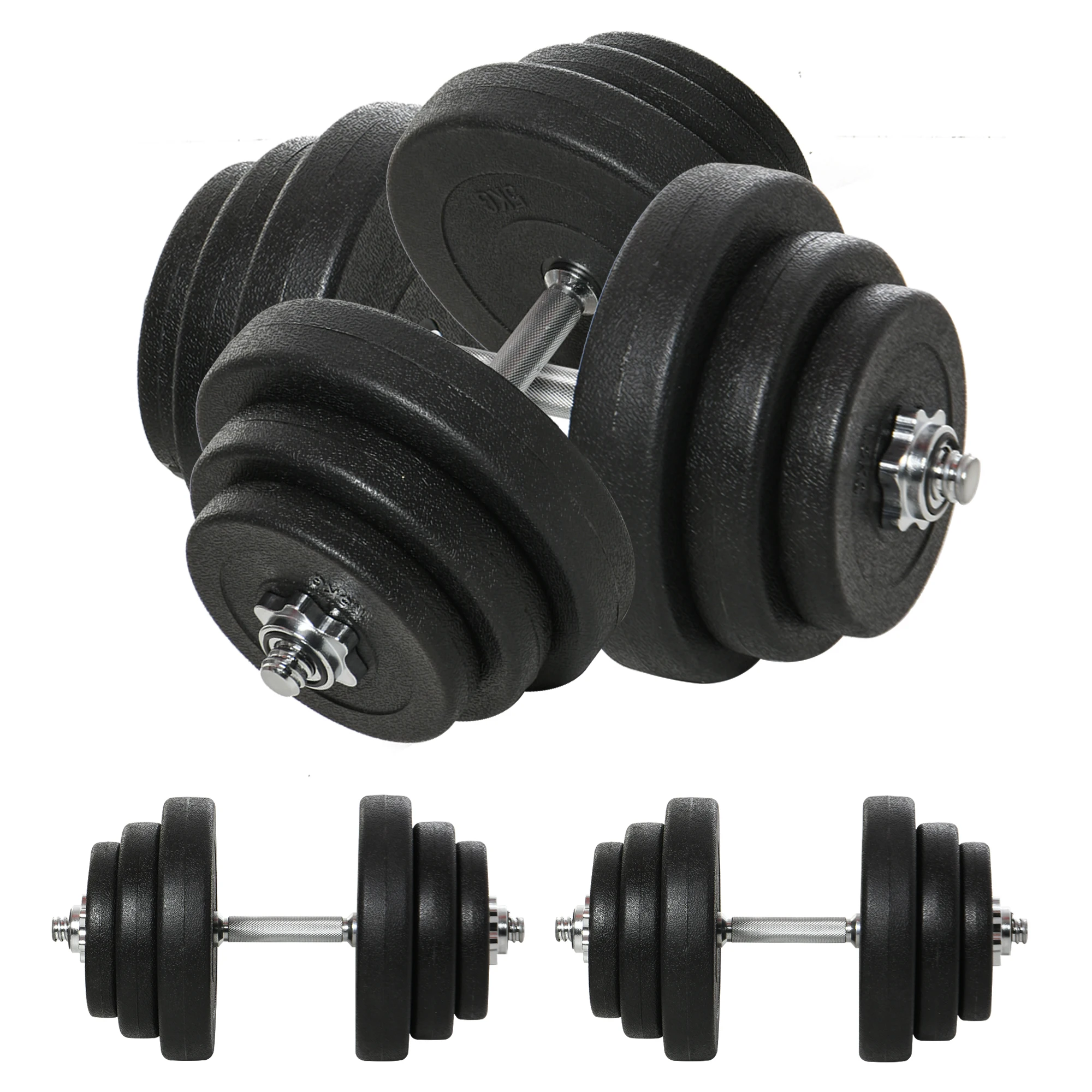 HOMCOM Juego de Mancuernas Pesas de Fitness 40KG Ajustable Profesionales Barra