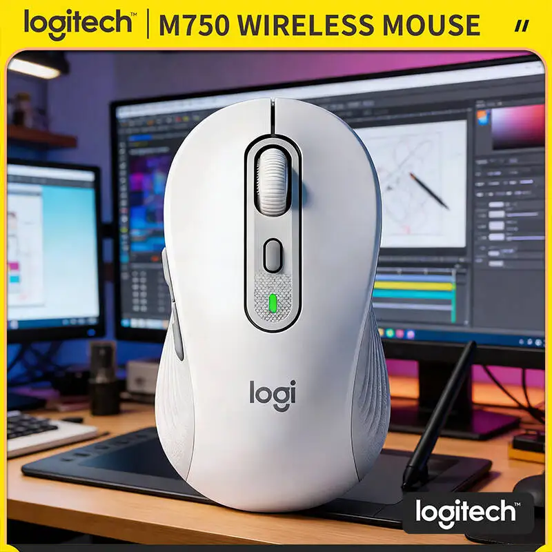 

M750 Wireless Office Mouse - Recycled Plastic, 90% Noise Reduction, SmartWheel, 3-Device Switch, Daily Work Pick