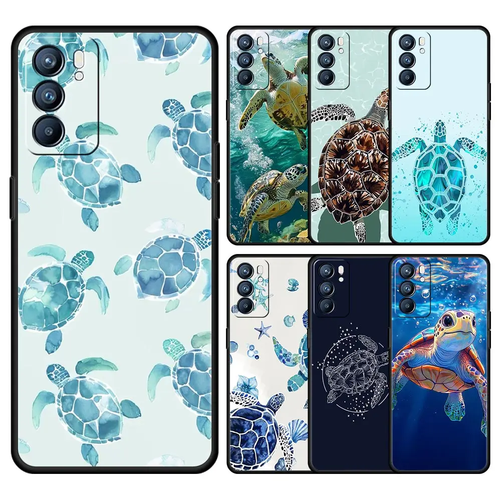 Phone Case For Oppo Reno13 Reno12 Reno11 F Reno10 Pro A54 A53 A95 A76 A74 A57 A98 A80 A79 5G A78 4G Cover Cool Ocean Turtle