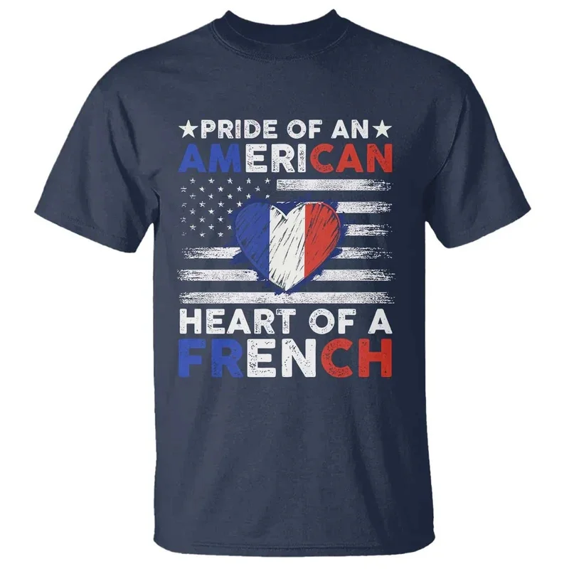 Summer Harajuku Men's T Shirt Pride Of An American Heart Of A French Graphic T-Shirt Women Kid American Short Sleeve Street Tops image 5