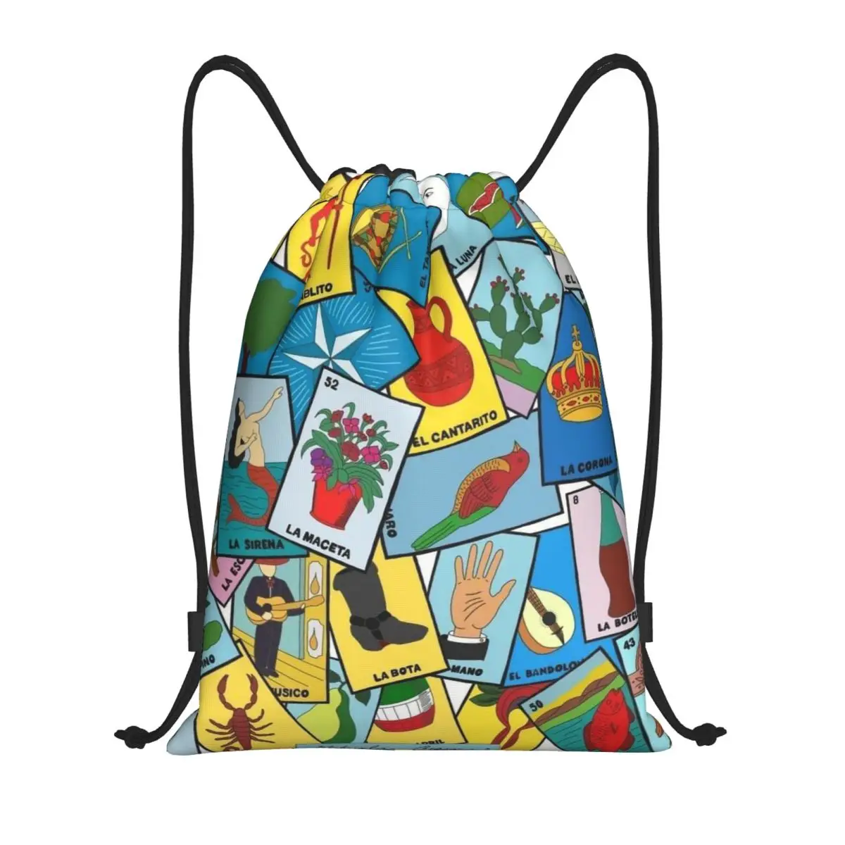 Tarjeta de Loteria personalizada, bolsa con cordón de lotería de Bingo mexicano, mochila ligera de almacenamiento para gimnasio y deportes para hombres y mujeres