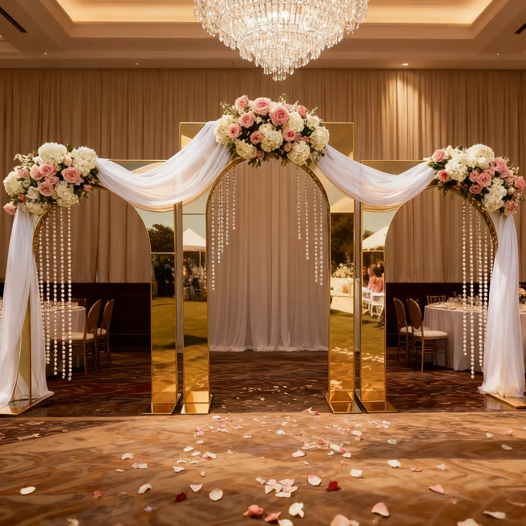 

1pcs/3pcs) Wedding Supplies Large Gold Metal Mirror Star Backdrop Decorations Stainless Steel Arch Stand for Event Wedding Decor