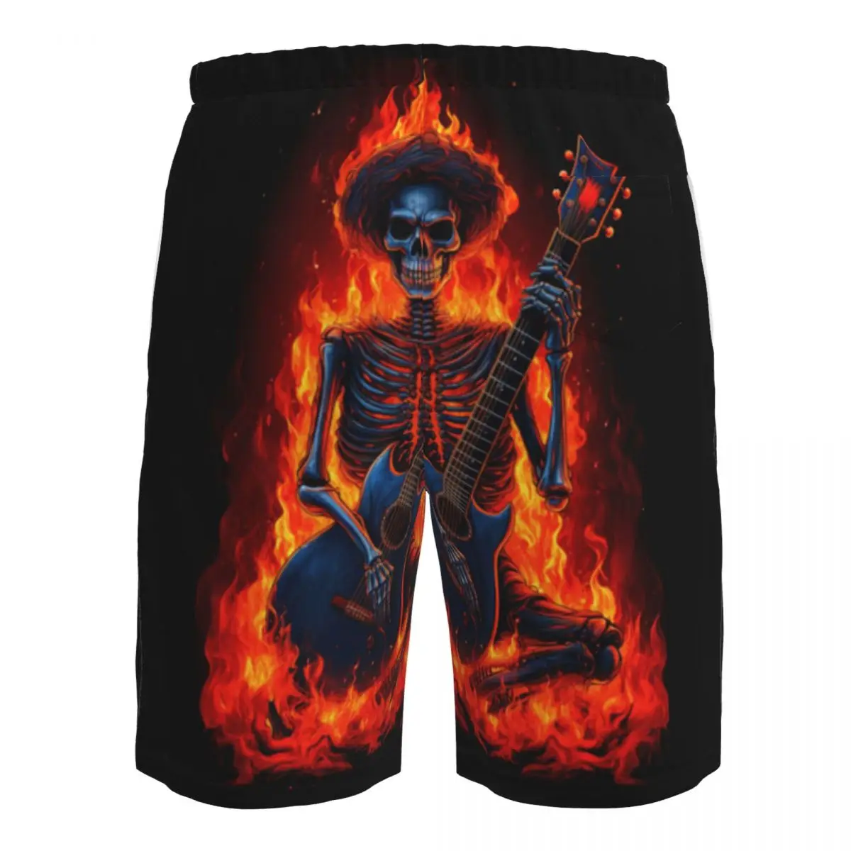 الرجال سروال سباحة قصير جذوع الهيكل العظمي العزف على الغيتار الكهربائي في النار الشاطئ مجلس السراويل تشغيل الرياضة تصفح ملابس السباحة