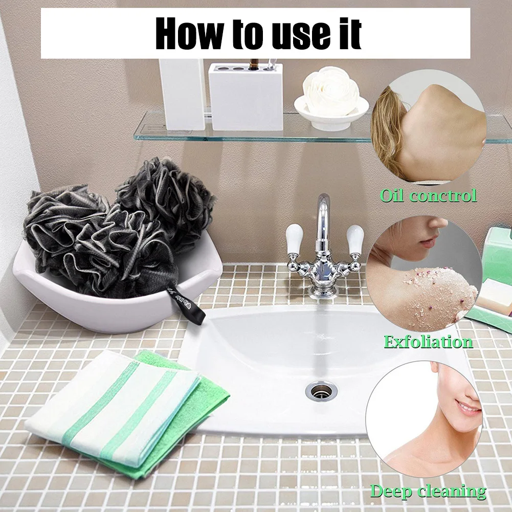Esponja de espuma de malla suave para ducha, Bola de burbujas para baño, limpiador de piel corporal, Herramientas de limpieza corporal, accesorios