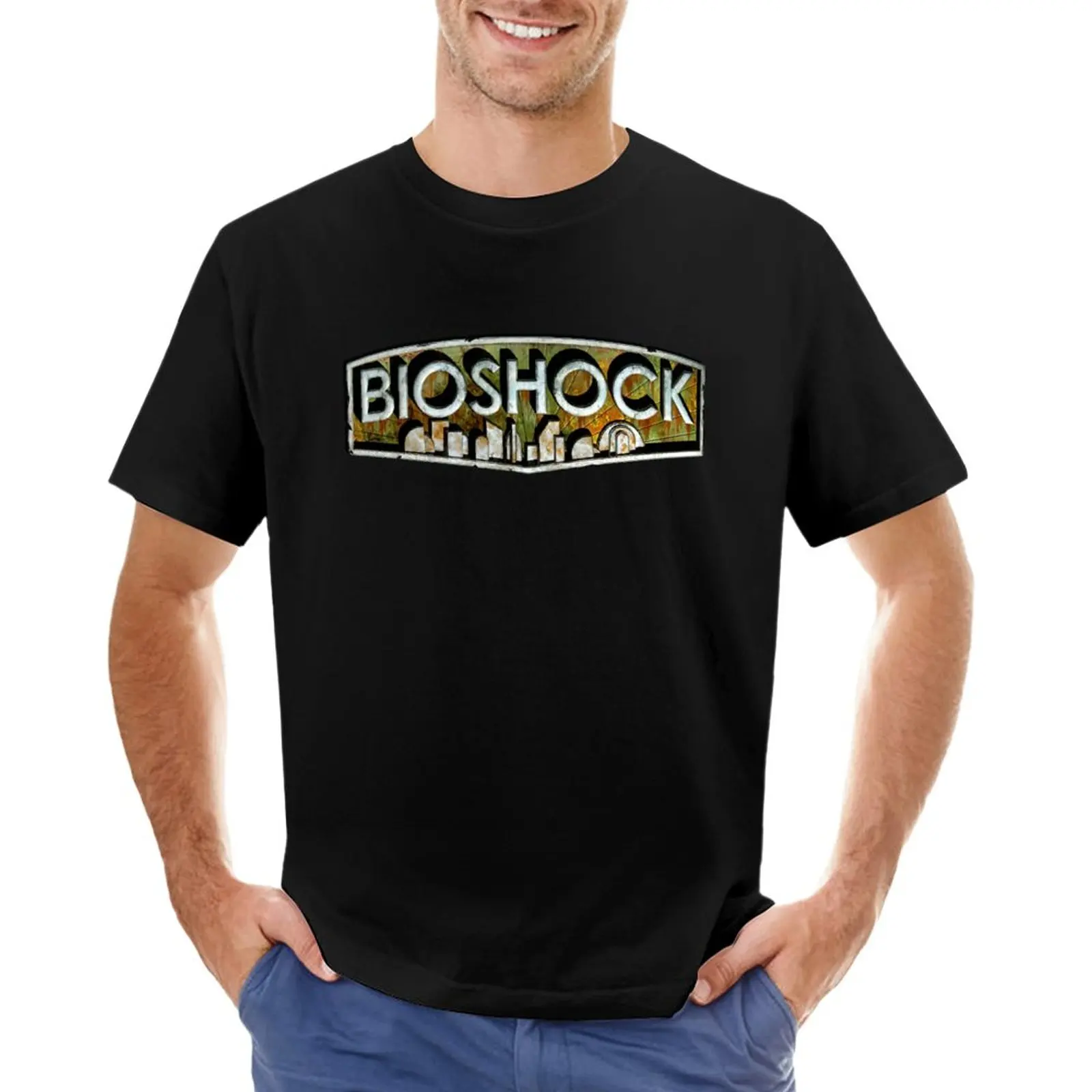 Upscaled BioShock Logo T-Shirt Short sleeve customized t shirts Aesthetic clothing mens t shirt graphic