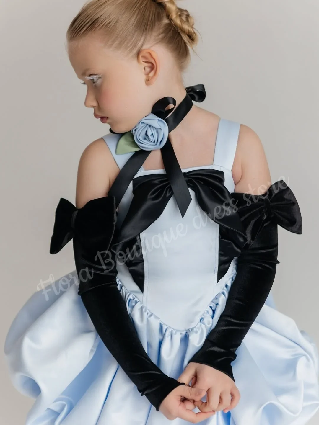 Bow Shoulder Strap Tulip Skirt Flower Girl Dress for Wedding Ceremonies Birthday Gift Parties Formal Receptions Customized