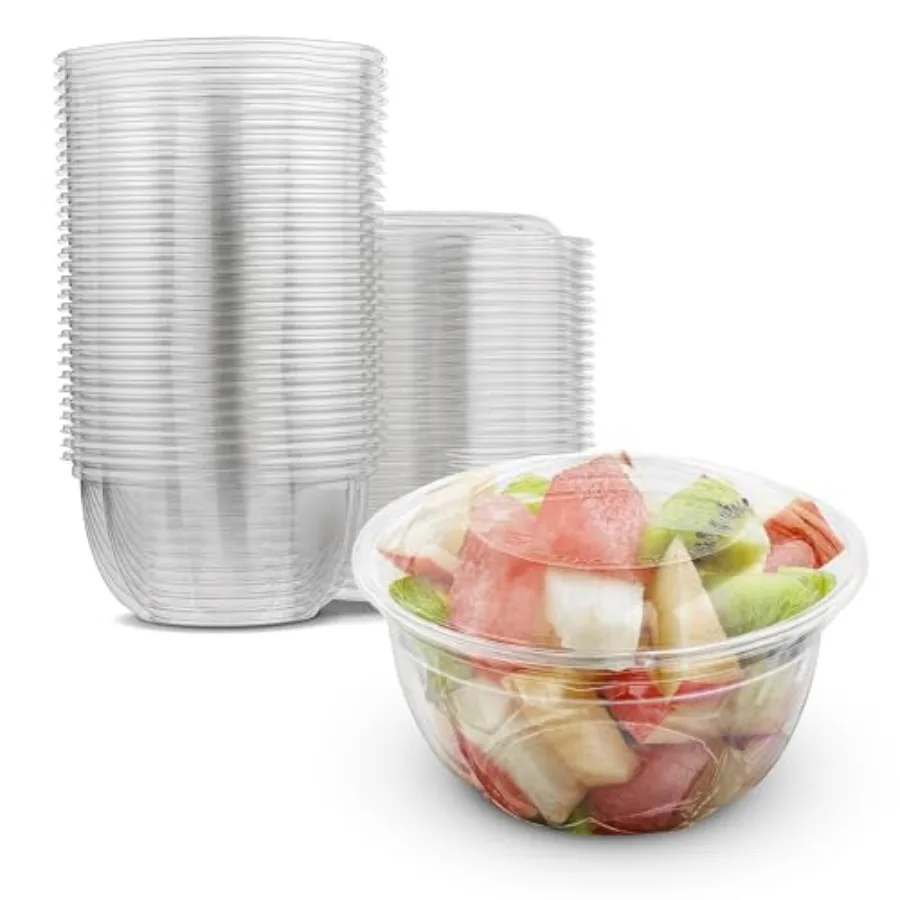 

Plastic Fruit Bowl 16 oz. - Disposable Salad Bowl with Lids Pack of - Made in the USA