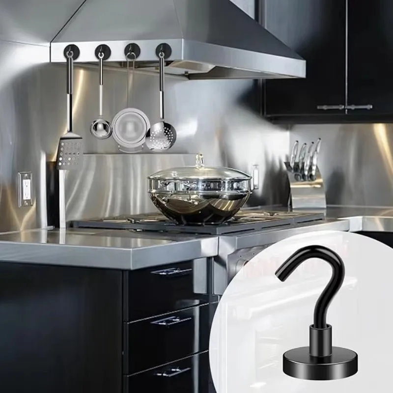 20 Stück schwarze Magnethaken, 25 Pfund stark, hochbelastbare Kreuzfahrtmagnet-S-Haken zum Aufhängen, für Kabinen, Grill, Küche, Garage, Arbeitsplatz – Detail 6
