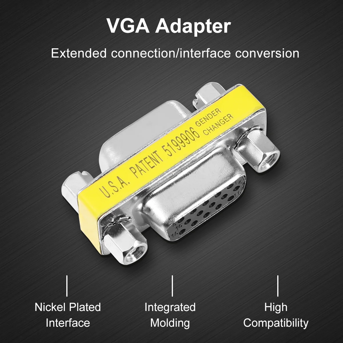 10 peças vga fêmea para fêmea acoplador vga 15 pinos conector de extensão compacto portátil sinal confiável para jogos escritório estudo